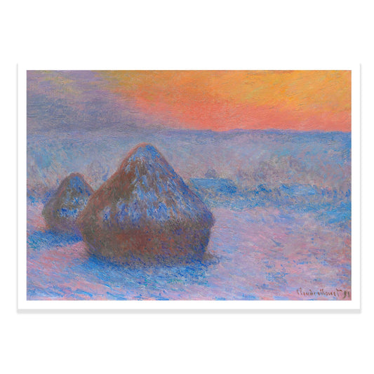 Stacks of Wheat (Sunset, Snow Effect), 1890 - 1891 by Claude Monet - The Print Vault