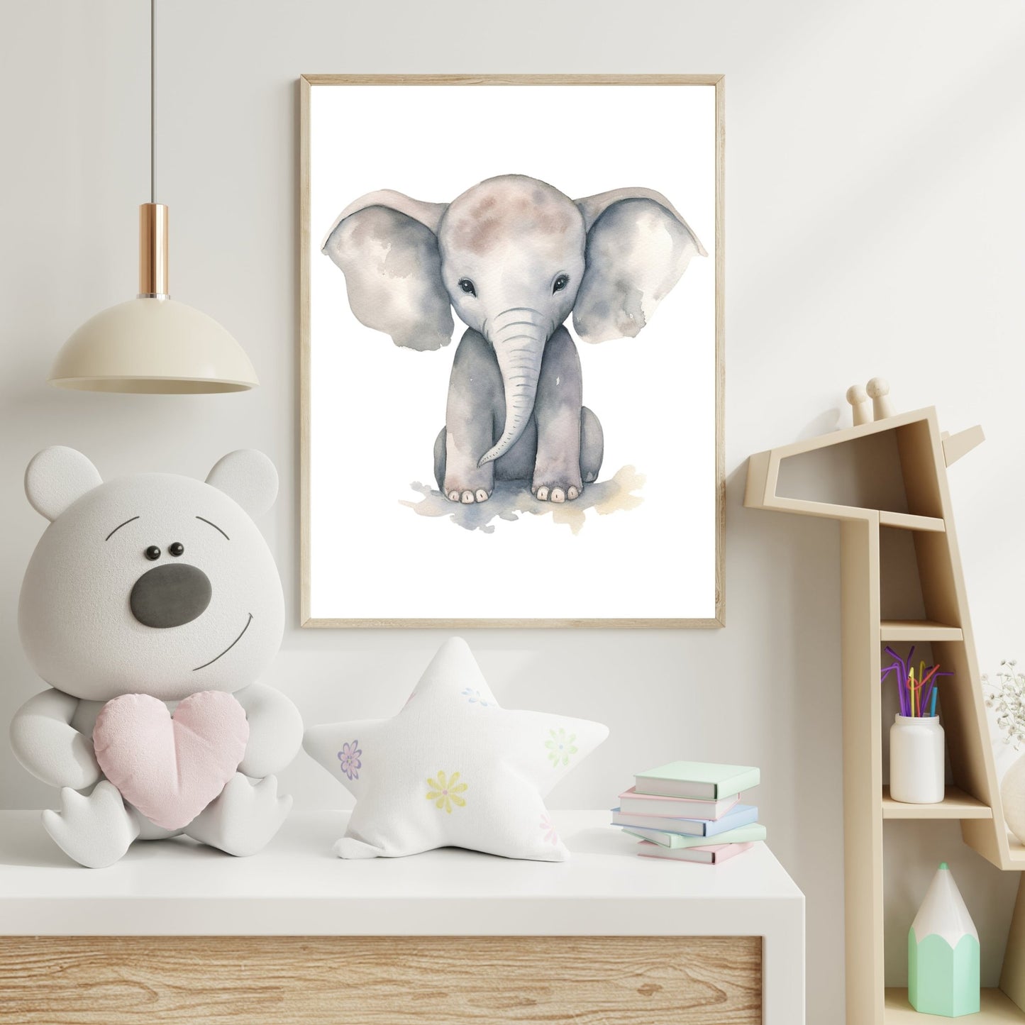 Sweet Baby Elephant Wall Print – Gentle & Adorable Nursery Art - The Print Vault