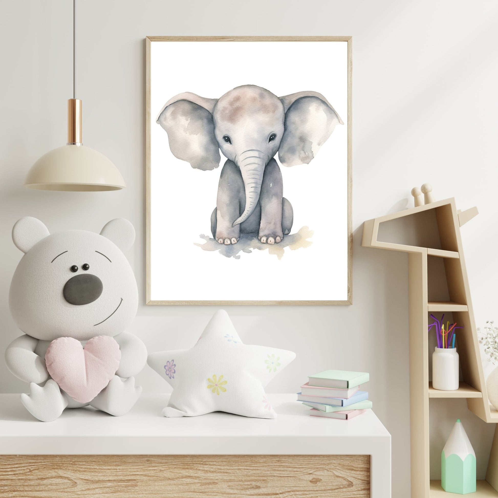Sweet Baby Elephant Wall Print – Gentle & Adorable Nursery Art - The Print Vault