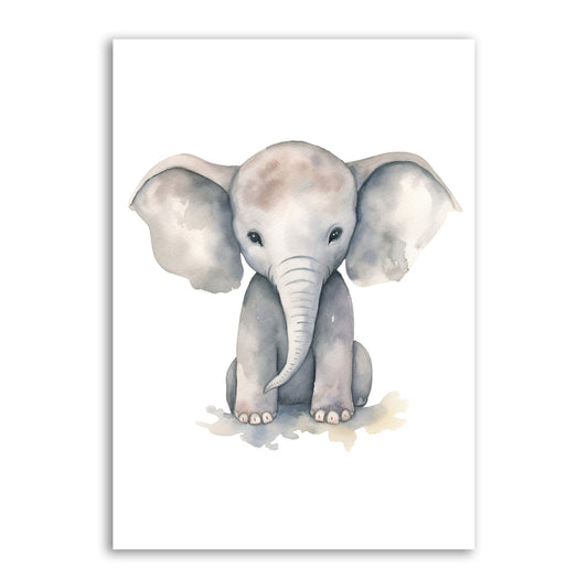 Sweet Baby Elephant Wall Print – Gentle & Adorable Nursery Art - The Print Vault