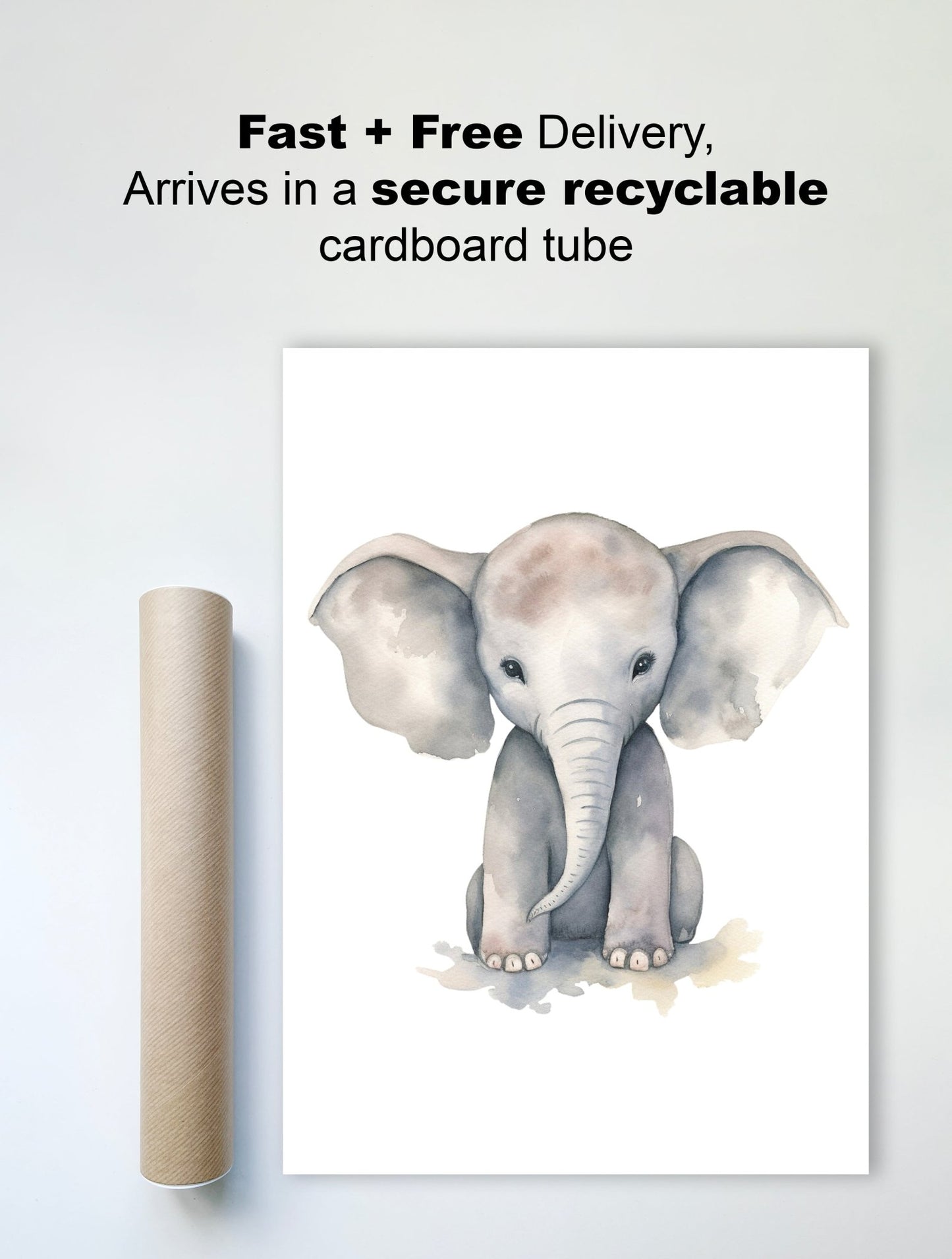 Sweet Baby Elephant Wall Print – Gentle & Adorable Nursery Art - The Print Vault
