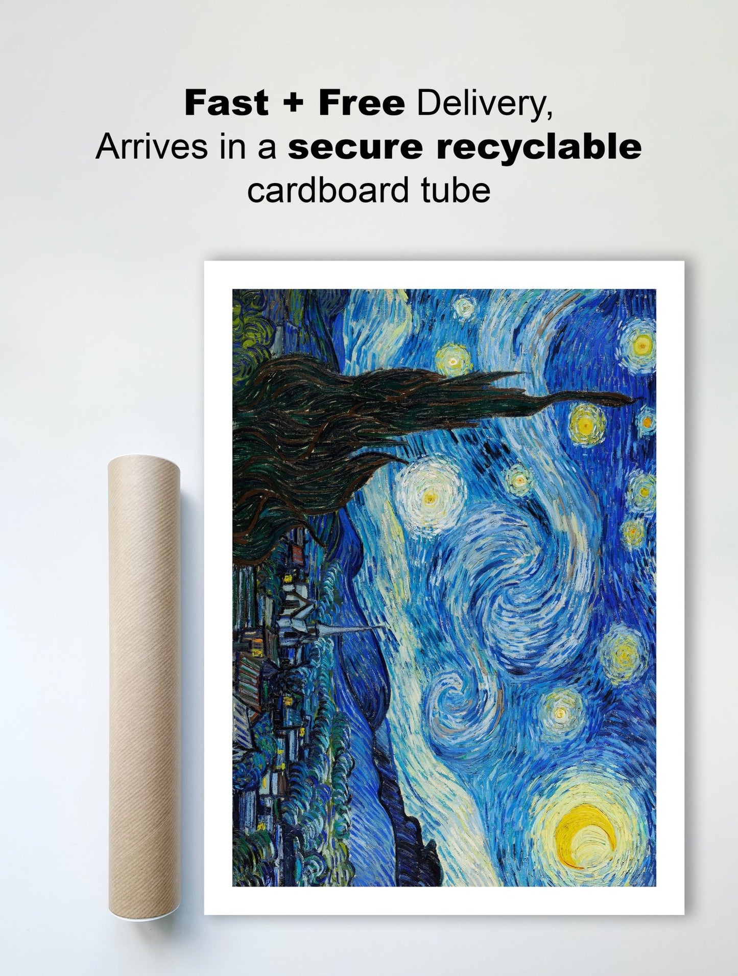 The Starry Night (1889) by Vincent Van Gogh - The Print Vault