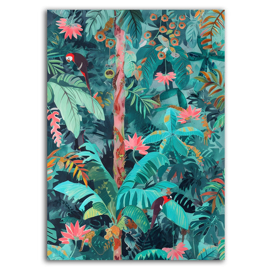 Tropical Jungle Adventure – Vibrant Parrot Wall Art for Kids - The Print Vault