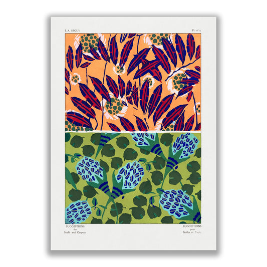 Vintage floral patterns, Art Nouveau flower pochoir stencil print by E.A Seguy - The Print Vault