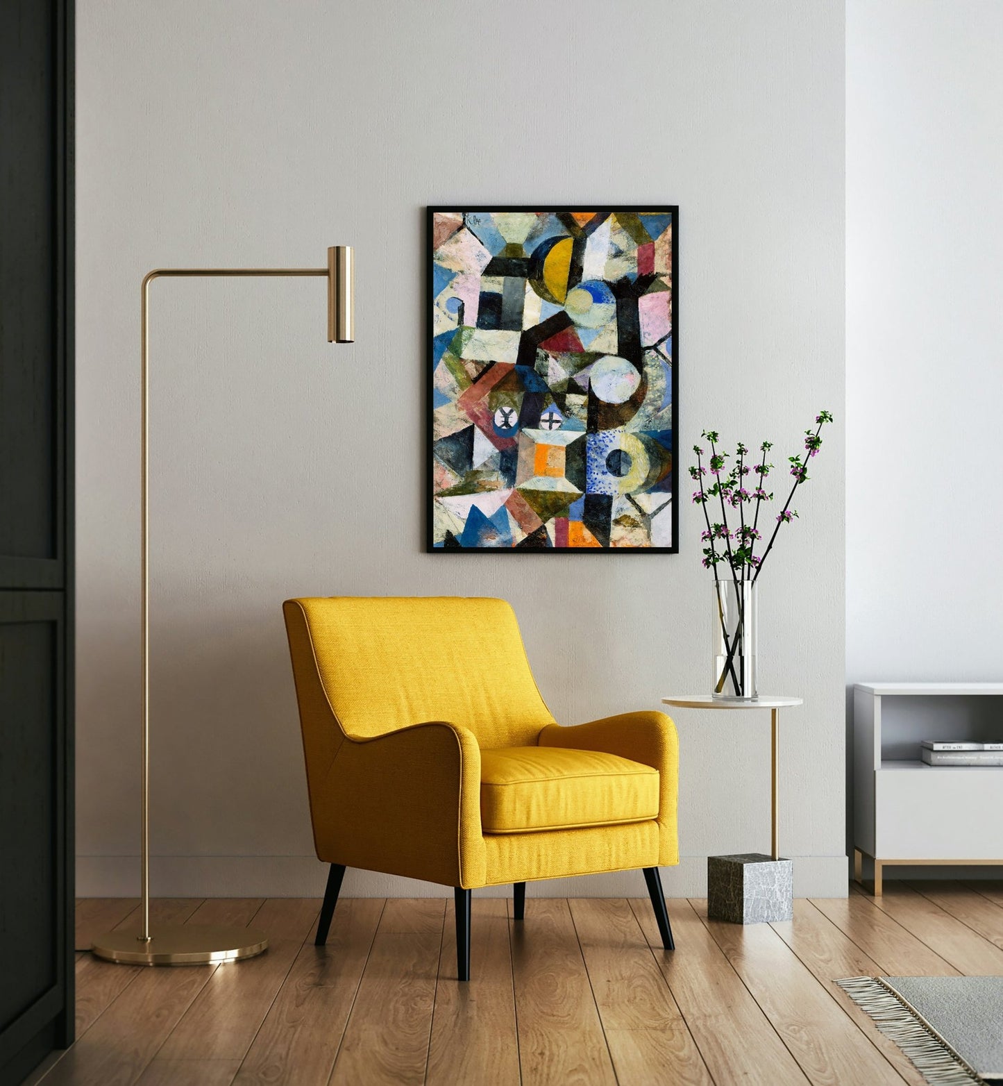 Yellow Half Moon Abstract Wall Art by Paul Klee Room View